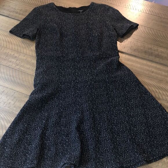 Textured Cotton Spandex Blend Fit and Flare Lined Dress Zip Back Wardrobe Basic - Picture 1 of 16